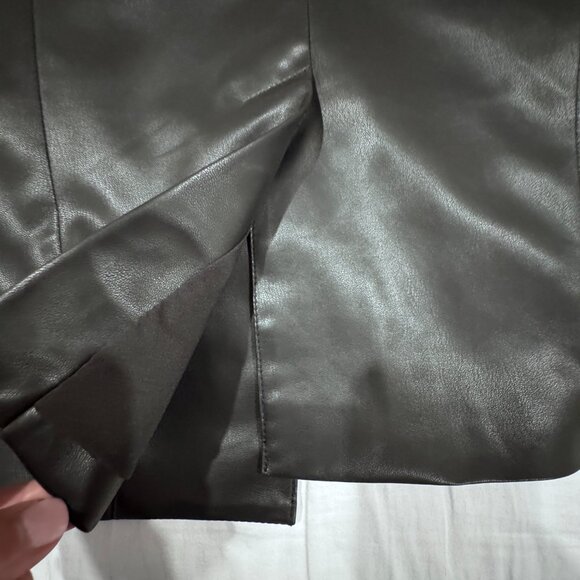 Open Edit Faux Leather Blazer - Black - XXS - Picture 6 of 6